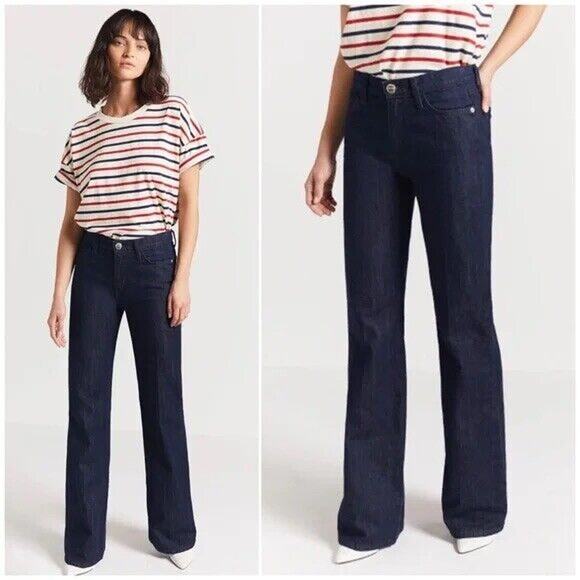 Current Elliott Jarvis Bootcut Jeans Wide Leg Rinse Dark Wash High Rise Waist 27 - Picture 1 of 6